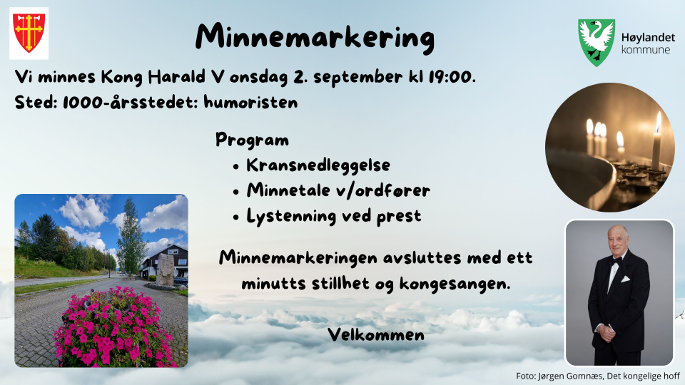Lenke til artikkel: Vi minnes Kong Harald V onsdag 2. september kl 19:00